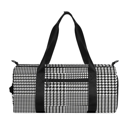 Black And White Glen Plaid Print Gym Bag