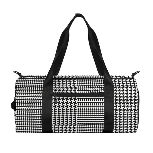 Black And White Glen Plaid Print Gym Bag