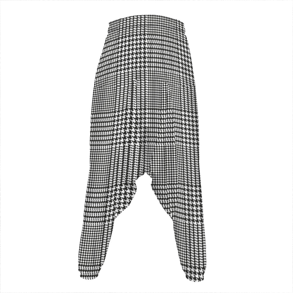 Black And White Glen Plaid Print Hammer Pants