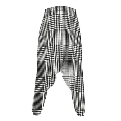 Black And White Glen Plaid Print Hammer Pants