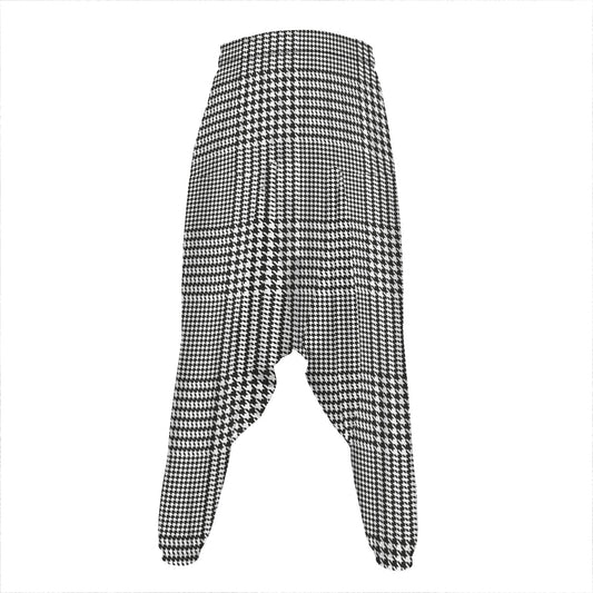 Black And White Glen Plaid Print Hammer Pants