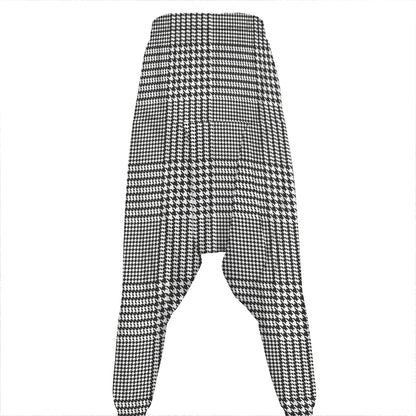 Black And White Glen Plaid Print Hammer Pants