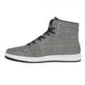 Black And White Glen Plaid Print High Top Leather Sneakers