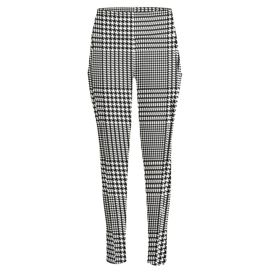 Black And White Glen Plaid Print High-Waisted Pocket Leggings