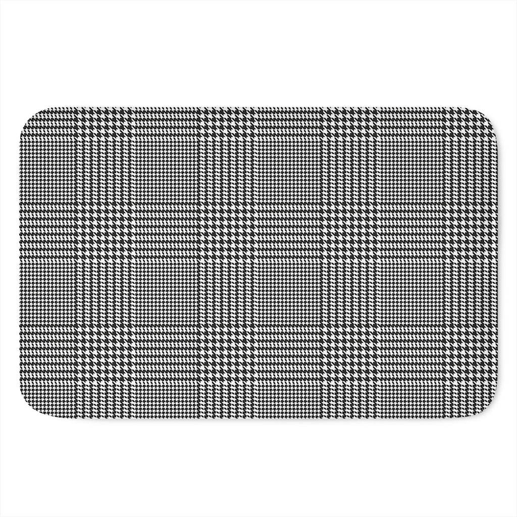 Black And White Glen Plaid Print Indoor Door Mat