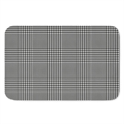 Black And White Glen Plaid Print Indoor Door Mat