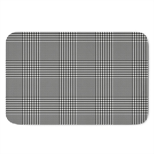 Black And White Glen Plaid Print Indoor Door Mat