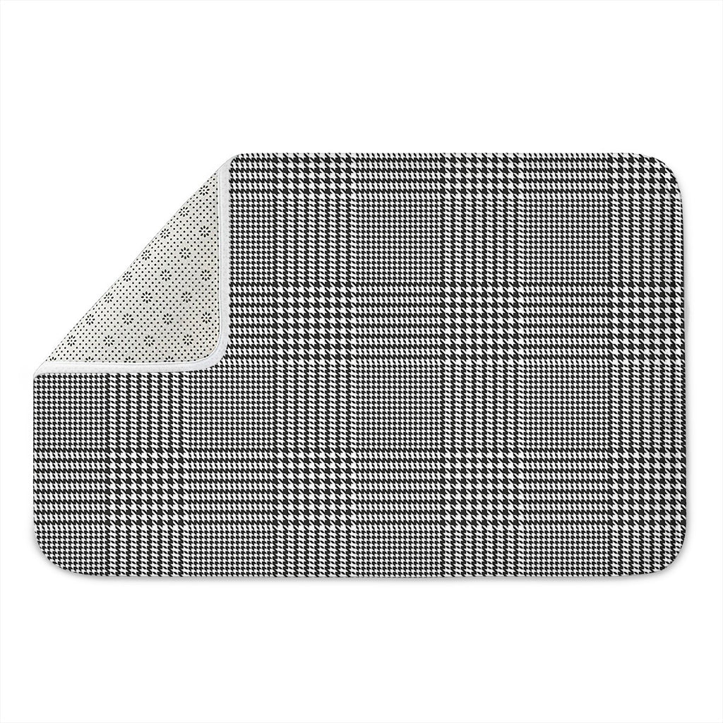 Black And White Glen Plaid Print Indoor Door Mat