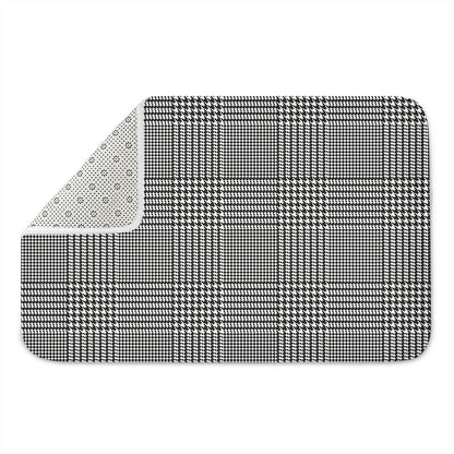 Black And White Glen Plaid Print Indoor Door Mat