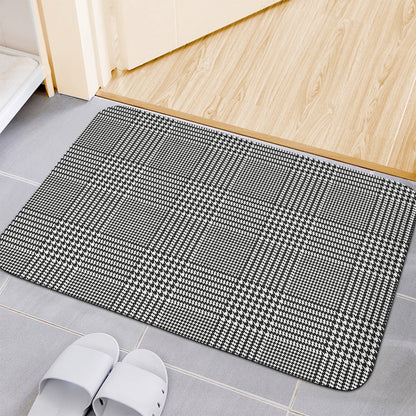 Black And White Glen Plaid Print Indoor Door Mat