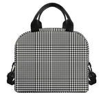 Black And White Glen Plaid Print Insulated Lunch Bag