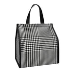 Black And White Glen Plaid Print Insulated Lunch Tote