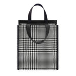 Black And White Glen Plaid Print Insulated Lunch Tote