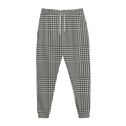 Black And White Glen Plaid Print Jogger Pants