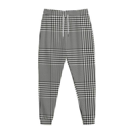 Black And White Glen Plaid Print Jogger Pants
