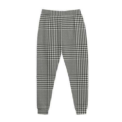 Black And White Glen Plaid Print Jogger Pants