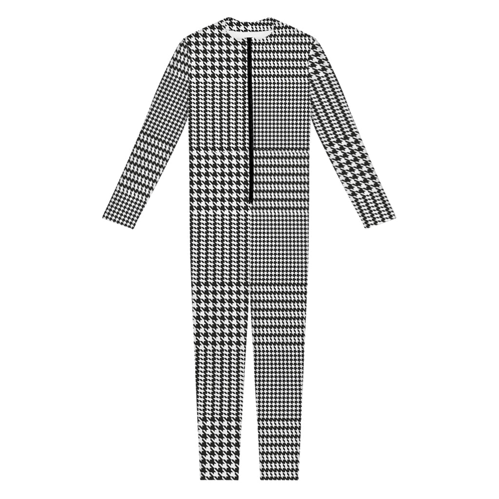 Black And White Glen Plaid Print Jumpsuit