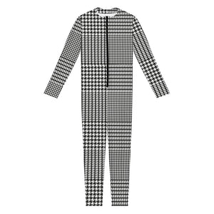 Black And White Glen Plaid Print Jumpsuit