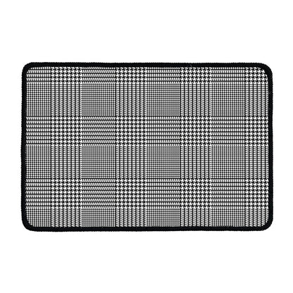 Black And White Glen Plaid Print Kitchen Mat