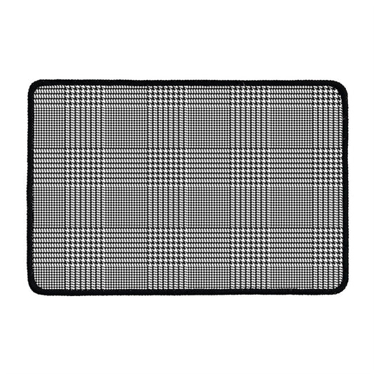 Black And White Glen Plaid Print Kitchen Mat