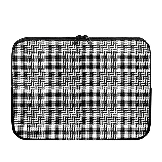 Black And White Glen Plaid Print Laptop Sleeve