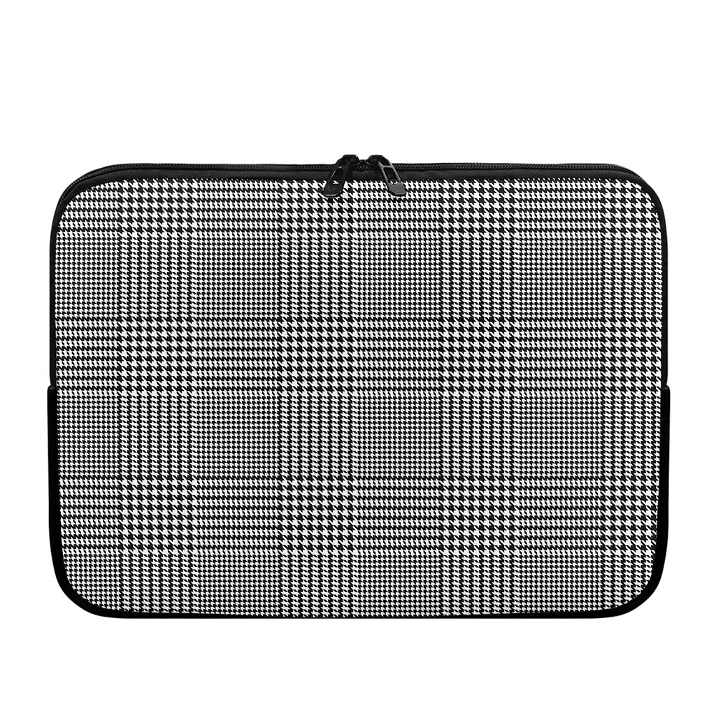 Black And White Glen Plaid Print Laptop Sleeve