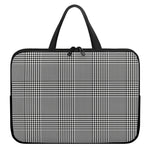 Black And White Glen Plaid Print Laptop Sleeve With Handle