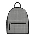Black And White Glen Plaid Print Leather Backpack