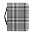 Black And White Glen Plaid Print Leather Bible Cover