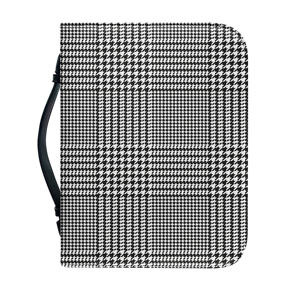 Black And White Glen Plaid Print Leather Bible Cover