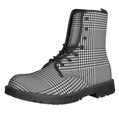 Black And White Glen Plaid Print Backpack