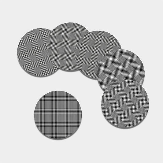 Black And White Glen Plaid Print Leather Coaster Set