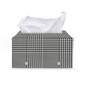 Black And White Glen Plaid Print Leather Tissue Box Cover