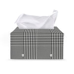 Black And White Glen Plaid Print Leather Tissue Box Cover