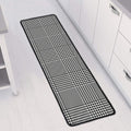 Black And White Glen Plaid Print Long Kitchen Mat