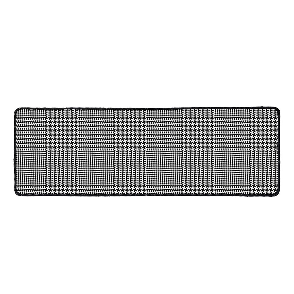 Black And White Glen Plaid Print Long Kitchen Mat