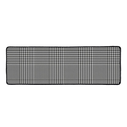 Black And White Glen Plaid Print Long Kitchen Mat