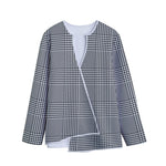 Black And White Glen Plaid Print Long Sleeve Short Coat