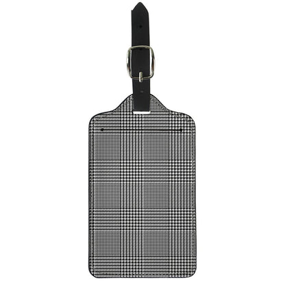 Black And White Glen Plaid Print Luggage Tag