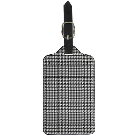 Black And White Glen Plaid Print Luggage Tag