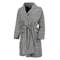 Black And White Glen Plaid Print Men's Bathrobe