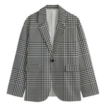 Black And White Glen Plaid Print Men's Blazer