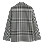 Black And White Glen Plaid Print Men's Blazer