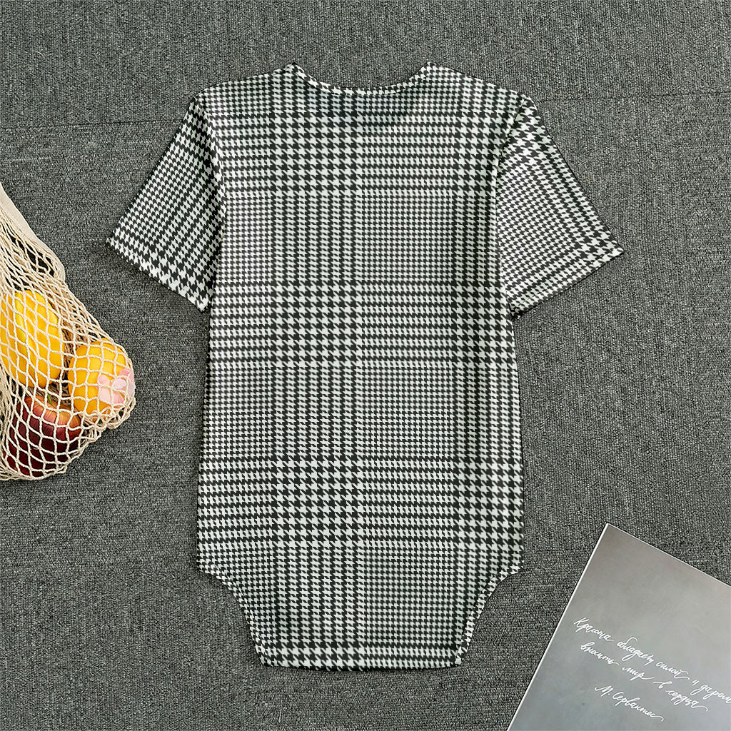Black And White Glen Plaid Print Men's Bodysuit