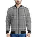 Black And White Glen Plaid Print Men's Bomber Jacket