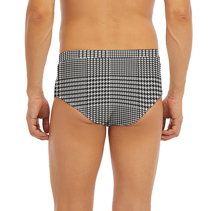 Black And White Glen Plaid Print Men's Briefs