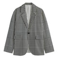 Black And White Glen Plaid Print Men's Cotton Blazer