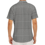Black And White Glen Plaid Print Men's Deep V-Neck Shirt