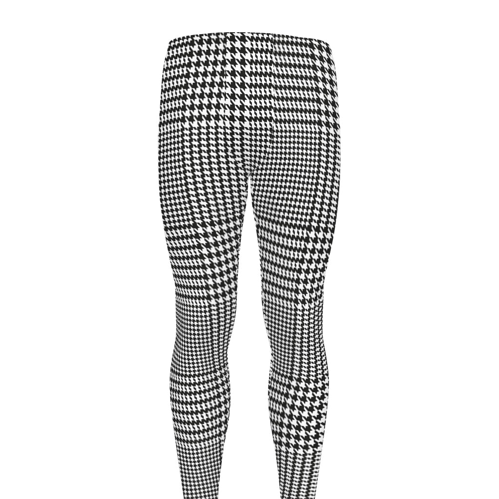 Black And White Glen Plaid Print Men's leggings