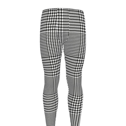 Black And White Glen Plaid Print Men's leggings